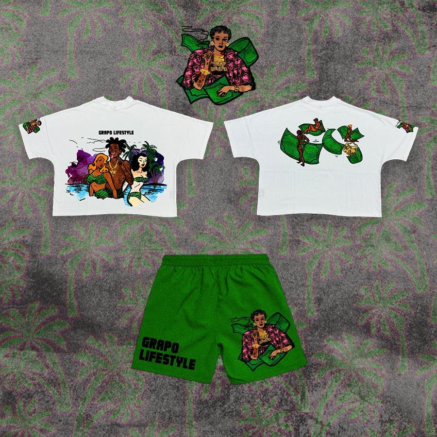 Green "Grapo Lifestyle" Fleece Shorts