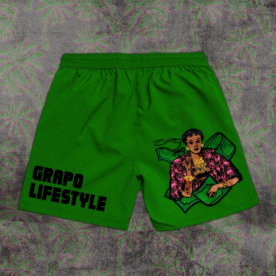 Green "Grapo Lifestyle" Fleece Shorts