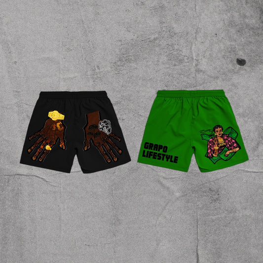 Green "Grapo Lifestyle" Fleece Shorts