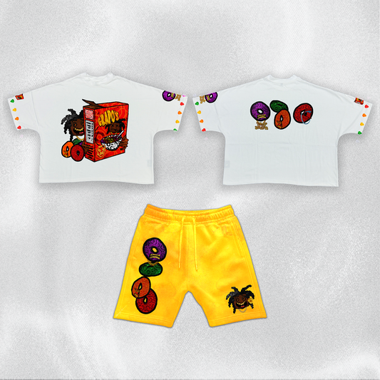 Yellow "Grapo’s Cereal" Fleece Shorts