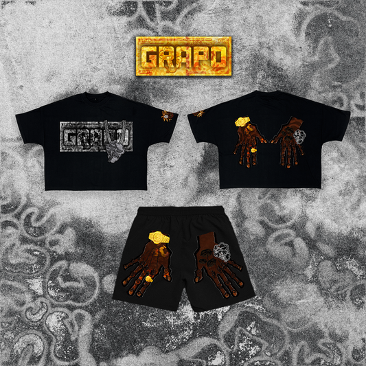 Black "Rich Off Grapo" Fleece Shorts