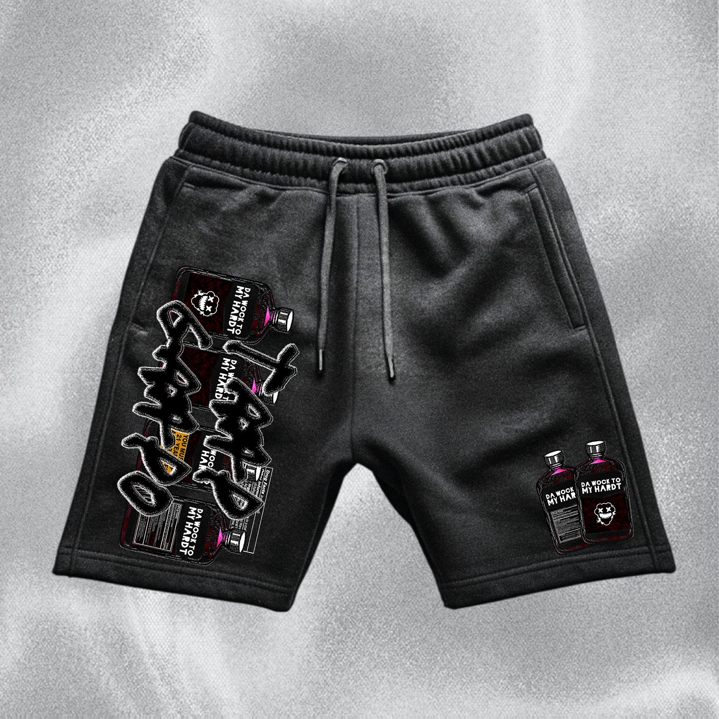 Charcoal "Da Wock To My Hardt" Fleece Shorts