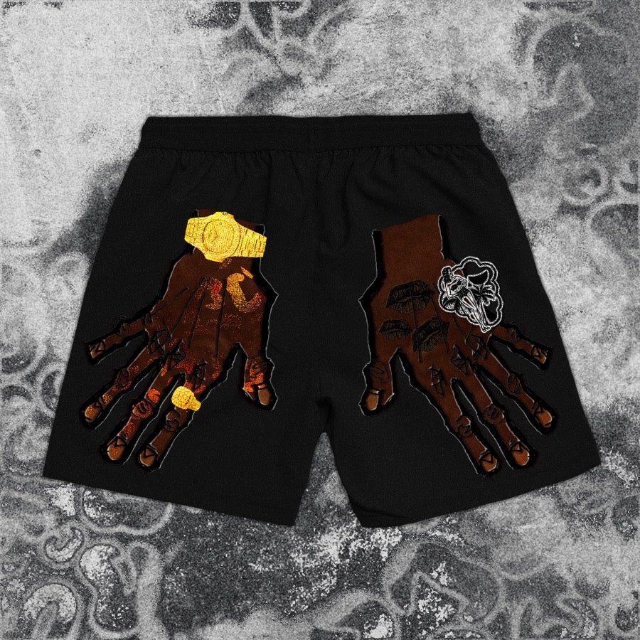 Black "Rich Off Grapo" Fleece Shorts