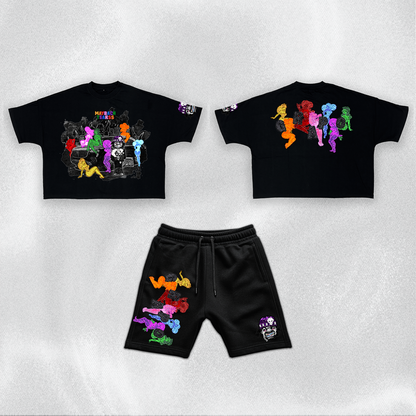 Black "Maybach Tearss" Fleece Shorts