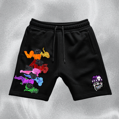 Black "Maybach Tearss" Fleece Shorts