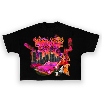 “Sunset Syrup” 12Am In Miami Oversized Grapo Box Tee